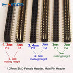 100pcs 1.27mm SMT Header Double Row SMD 2X3/4/5/10/20/25/40/50P Single Plastic Gold-plated B=4.3mm PCB Male Pin Header Connector