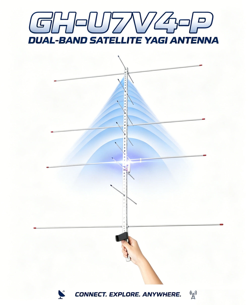 HamGeek U7V4-P 145-435MHz Portable UHF VHF Dual-Band Satellite Yagi Antenna for Ham Radio