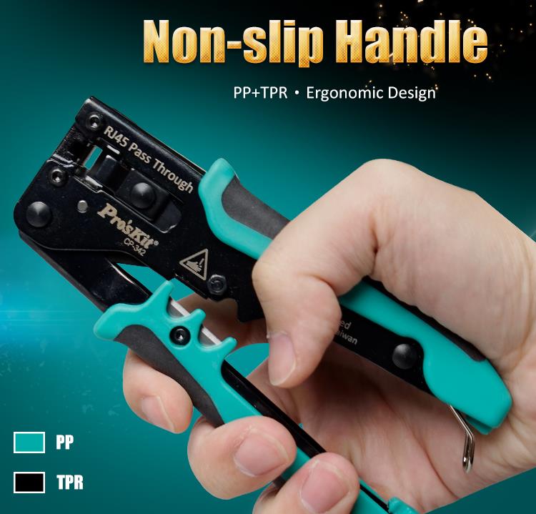Pro'skit CP-342 End Pass Through Mini Crimper Pliers 8P8C RJ45 Perforated Crystal Head Crimp Tool 4in1 Ethernet LAN Stripper