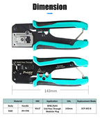 Pro'skit CP-342 End Pass Through Mini Crimper Pliers 8P8C RJ45 Perforated Crystal Head Crimp Tool 4in1 Ethernet LAN Stripper