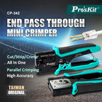 Pro'skit CP-342 End Pass Through Mini Crimper Pliers 8P8C RJ45 Perforated Crystal Head Crimp Tool 4in1 Ethernet LAN Stripper