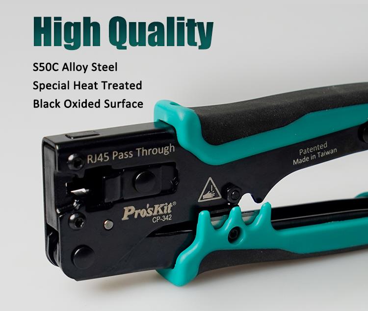 Pro'skit CP-342 End Pass Through Mini Crimper Pliers 8P8C RJ45 Perforated Crystal Head Crimp Tool 4in1 Ethernet LAN Stripper
