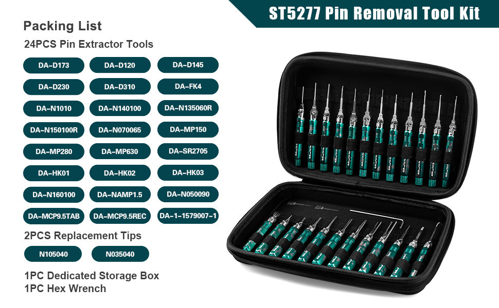 JRready Replacement Tip Kit for Extraction Tool &Terminal Release Tool for Deutsch,AMP/TE,Molex,Delphi,JST,Harting Connectors