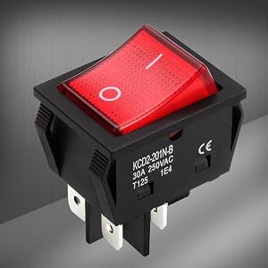 5PCS 30A 250V KCD2 KCD4 Rocker Switch DPST 4 Pin Red Lighted 120V Rocker Toggle Switch ON Off Heavy Duty T125