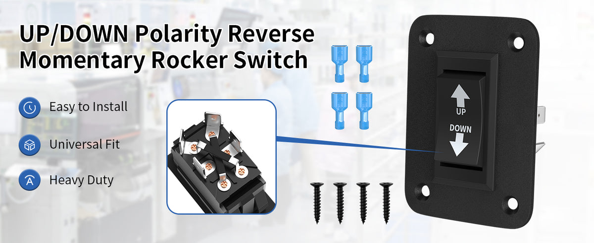 DaierTek UP Down Momentary Reverse Polarity Switch 12V 30A DPDT Polarity Reversing Switch RV Power Jack Switch for 5th Wheel