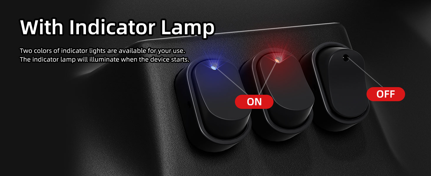 5PCS Toggle Switch 12v 30A Oval Rocker Switch 3 Pin Red Blue LED Lighted On Off Switch for Automative Car RV Marine Boat