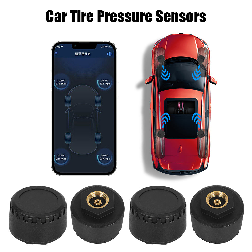 Bluetooth 5.0 External Mobile Phone APP Display TPMS Android/IOS Tire Pressure Monitoring System Car Tire Pressure Sensors