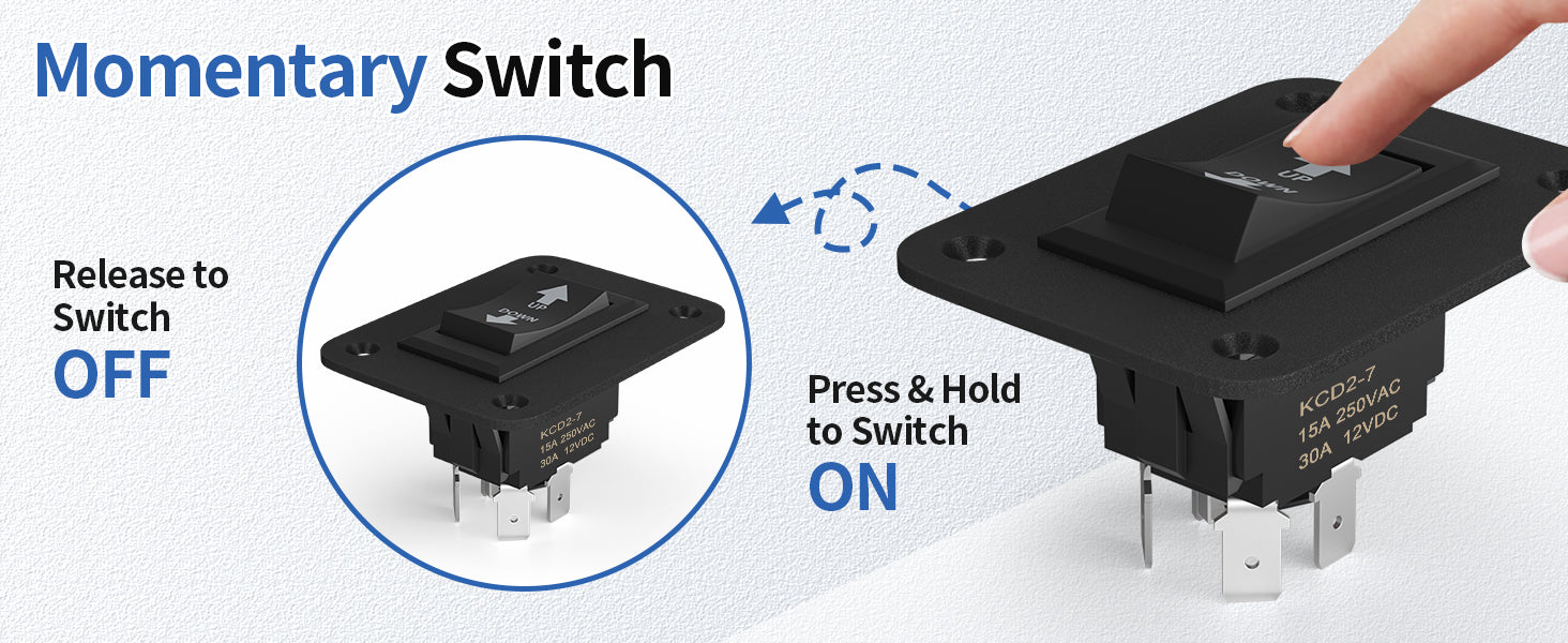 DaierTek UP Down Momentary Reverse Polarity Switch 12V 30A DPDT Polarity Reversing Switch RV Power Jack Switch for 5th Wheel
