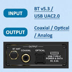 Desktop Bluetooth Receiver BT V5.3/LDAC USB Decoder with Optical Coaxial RCA Output-QCC5171 BEA1 w CE FCC ID Certification