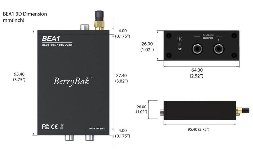 Desktop Bluetooth Receiver BT V5.3/LDAC USB Decoder with Optical Coaxial RCA Output-QCC5171 BEA1 w CE FCC ID Certification