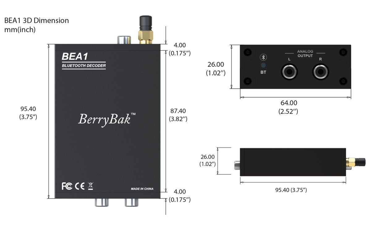 Desktop Bluetooth Receiver BT V5.3/LDAC USB Decoder with Optical Coaxial RCA Output-QCC5171 BEA1 w CE FCC ID Certification