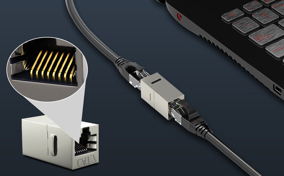 ZoeRax CAT7 CAT6A CAT6 Coupler RJ45 Keystone Shielded Coupler, Female to Female RJ45 Inline Coupler Keystone Jack