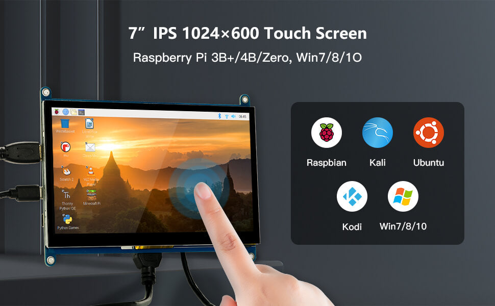7inch RC070N IPS Raspberry Pi Monitor 7" Touch Display 1024×600 monitor with 9 OSD Languages