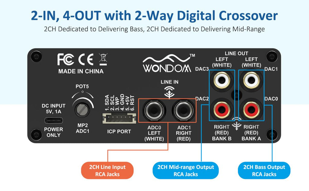 ADAU1701 2.1 4.0 DSP Digital Signal Processing Preamp 2-in 4-out Tone Board Digital Crossover Adjustment With Sigmastudio