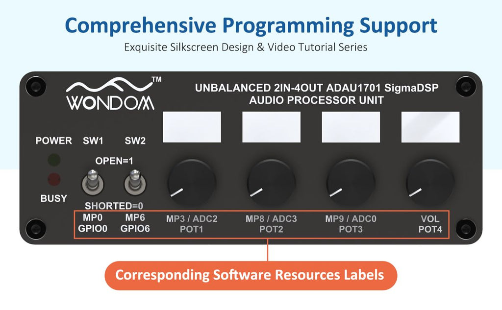 ADAU1701 2.1 4.0 DSP Digital Signal Processing Preamp 2-in 4-out Tone Board Digital Crossover Adjustment With Sigmastudio