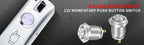 DaierTek 6PCS 12mm Momentary Push Button Switch 12V Waterproof Power Pushbutton Small Round Chrome Stainless Metal 2pin N/O