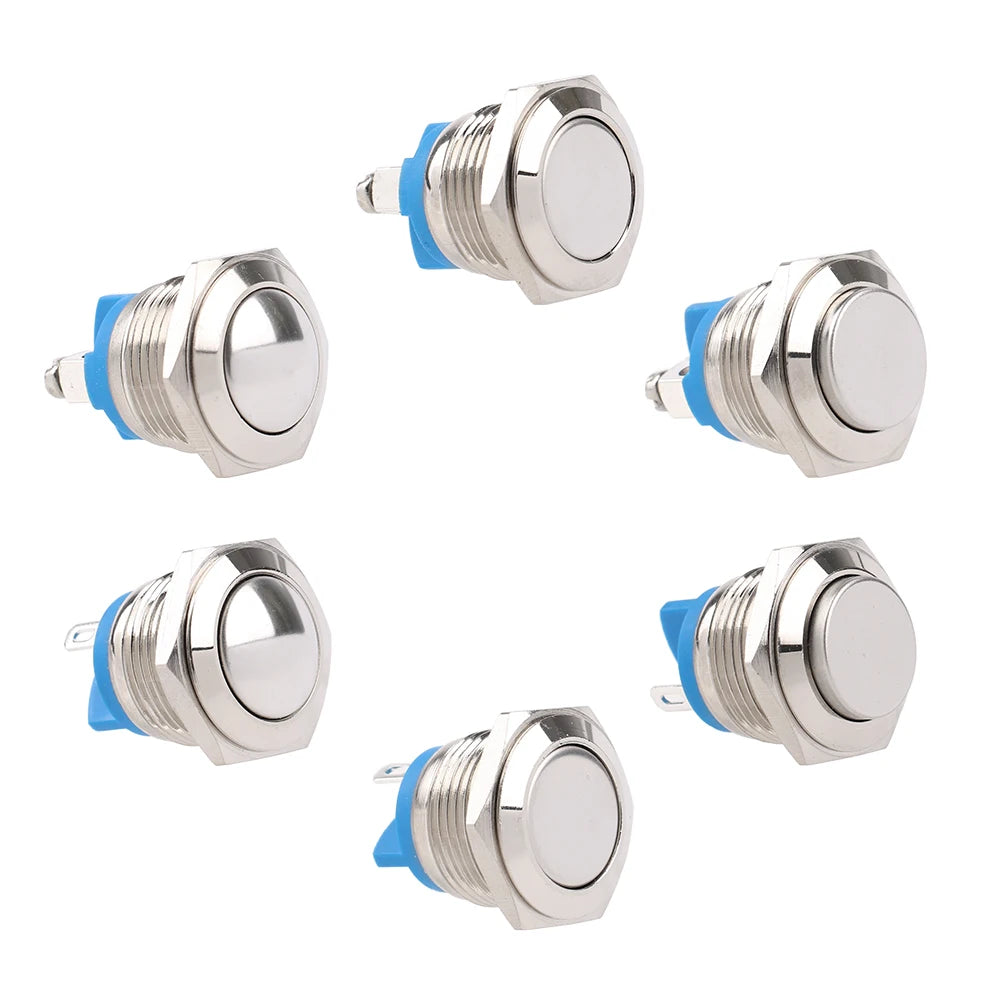1pc 16mm 1NO High Flat Head Waterproof Momentary Reset Metal Push Button Switch Screw Terminal Car Engine Doorbell PC Power