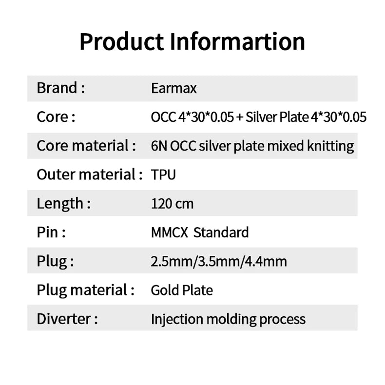 8 Core Silver Plated 2.5/3.5/4.4mm Balanced Cable To MMCX Connector Hifi Upgrade Cable For SE215 SE315 SE535 SE846