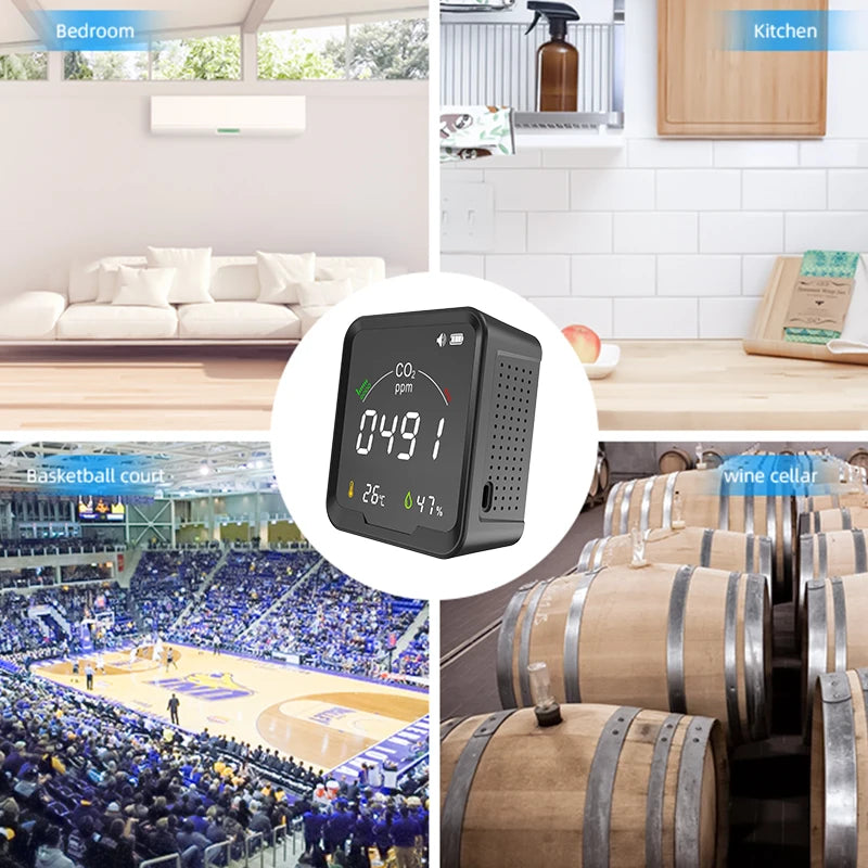 FABISENSE pth-9c NDIR co2 senor Carbon Dioxide Detector with Temperature and Humidity Meter CO2 Beep Alarm Low Battery Reminder