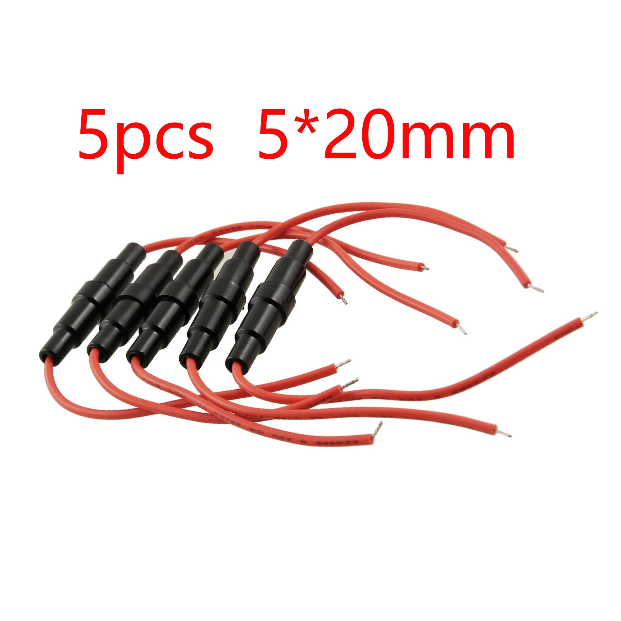 X Autohaux 5/10pcs 5*20MM Glass Tube Fuse Holder Screw Type Quick Blow 5X20MM Fuses 22AWG Wire 250V Car Accessories Auto Parts