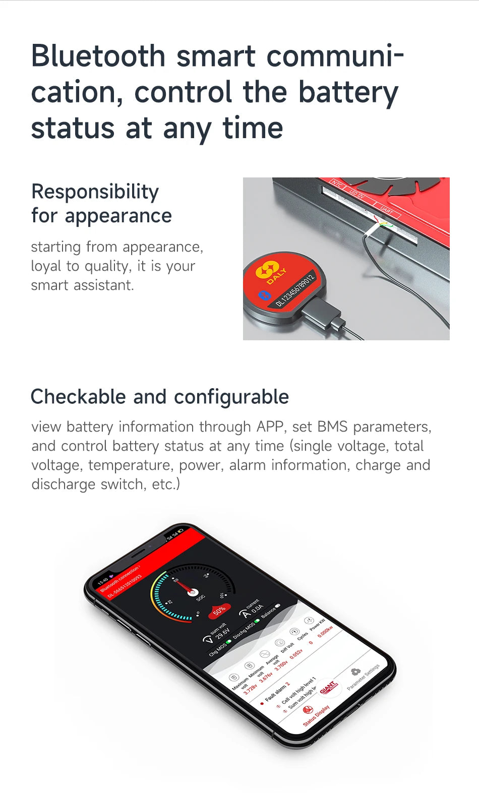 Daly BMS Smart BMS WIFI Module Battery Accessories Parts Bluetooth USB to RS485 to UART Power Dispaly Board Customized OEM