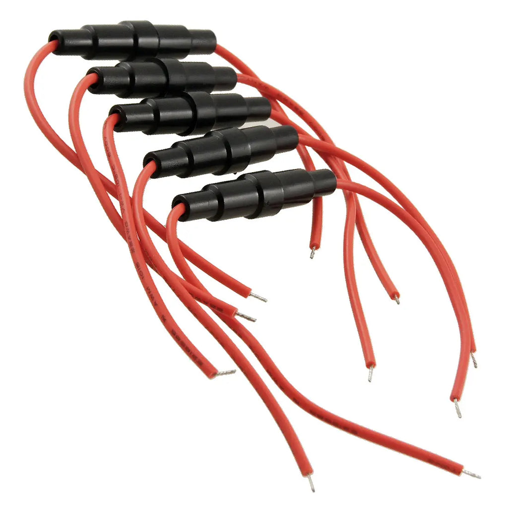 X Autohaux 5/10pcs 5*20MM Glass Tube Fuse Holder Screw Type Quick Blow 5X20MM Fuses 22AWG Wire 250V Car Accessories Auto Parts