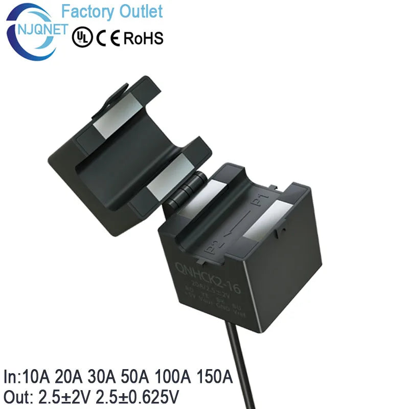 Split Core Current Sensor Hall Effect QNHCK2-16 10A 20A 50A 100A 2.5V 2V 2.5 0.625V DC Current Transducer Clamp CT Transformer