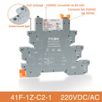 Din Rail Slim Relay Module 41F-1Z-C4-1 Integrated PCB Mount Power Relay With Relay Holder 12V 24V ACDC 220V Relay Socket 6.2mm