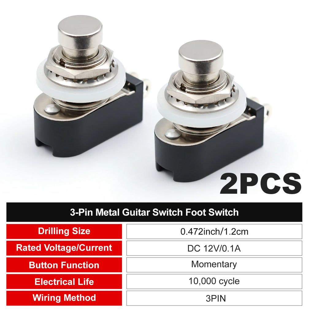 FILN SPST Momentary Soft Touch Push Button Stomp Foot Pedal Switch Electric Guitar Switch OFF-Momentary ON