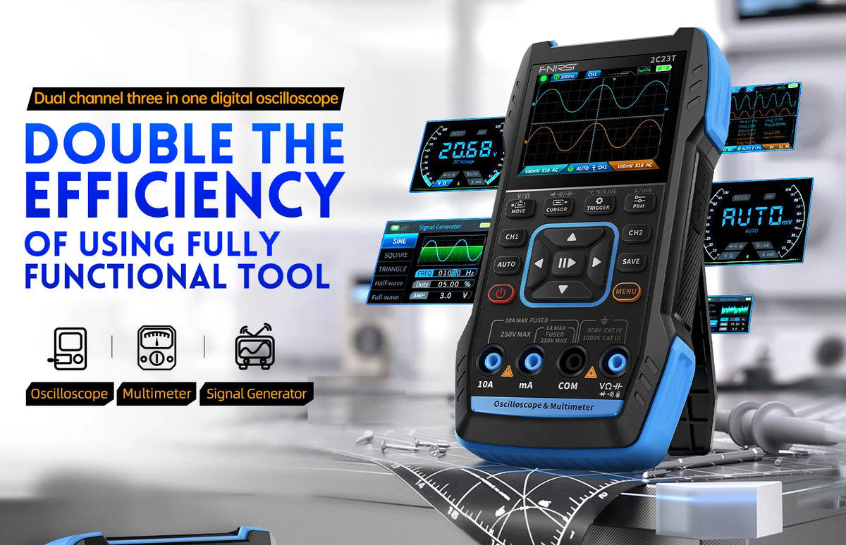 FNIRSI 2C23T 2C53T Upgrade 50MHz Handheld Digital Oscilloscope Multimeter Signal Generator  3 in 1 Dual Channel Automotive Tools