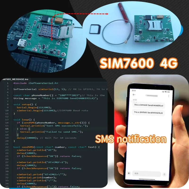 HKL-EA2 Bulk Wholesale Pricing SIM7600 4G Module RS485 DS18B20 Detection Beeping Alarm 2 NPN Input 2 Relay Output IIC Expansion