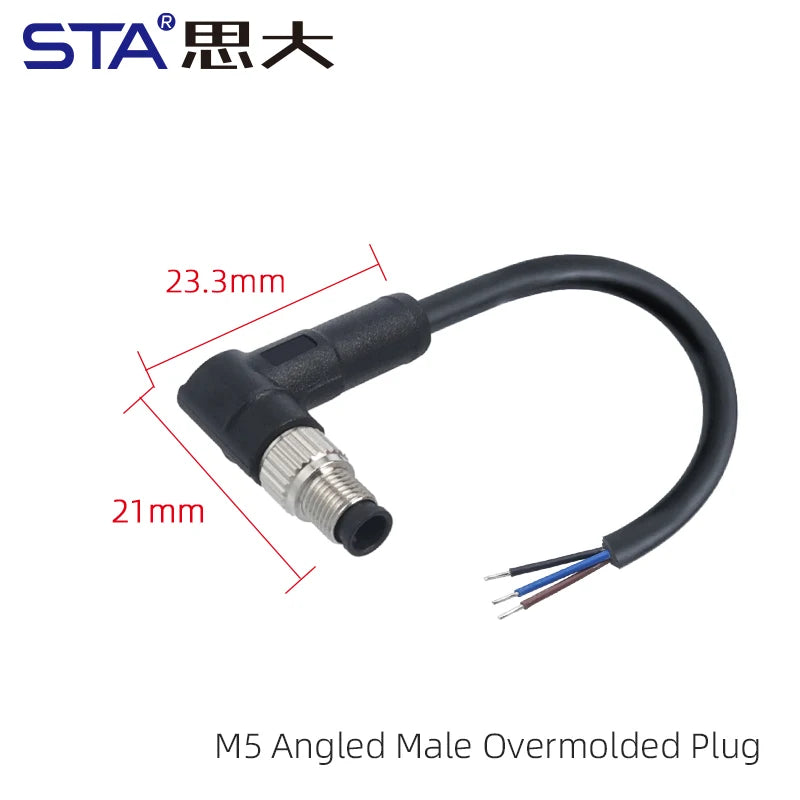 M5 IP67 Sensor Aviation Plug 3 4 Pin Male/female Cable PVC 1M Straight/Angled Waterproof Molded Connector