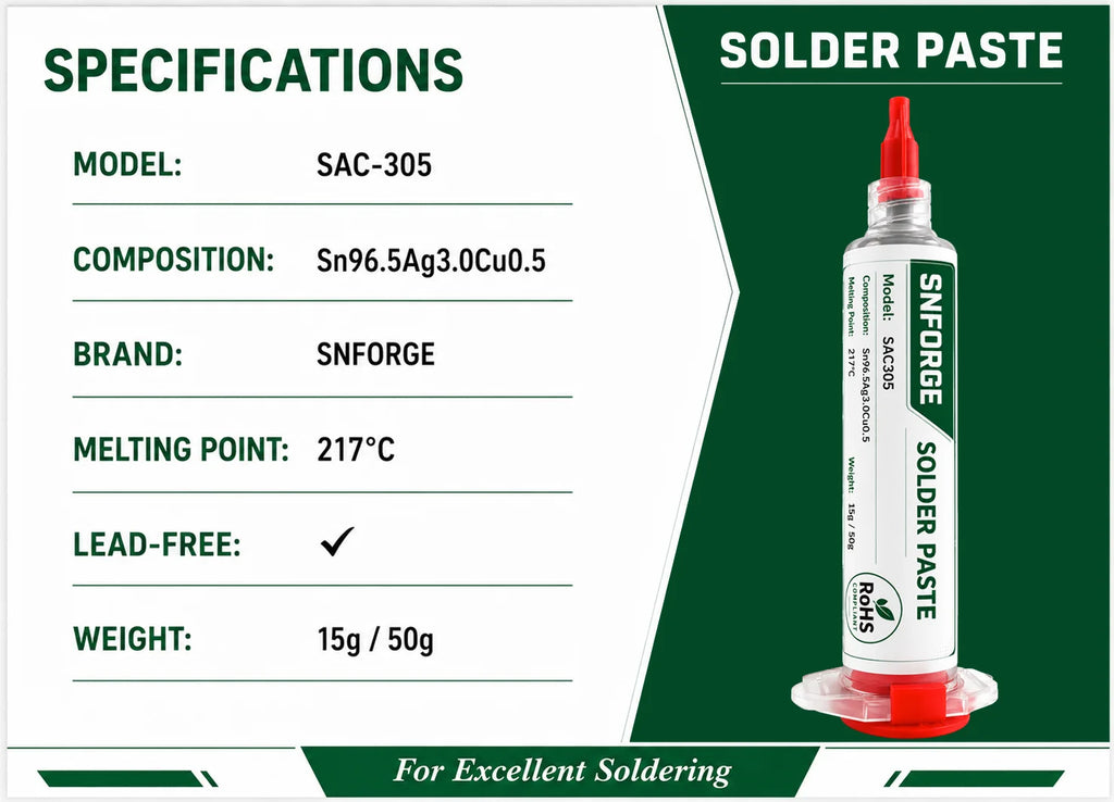 SAC305 Solder Paste Welding Tin Sn99Ag0.3Cu0.7 Sn96.5Ag3.0Cu0.5 BGA Welding PCB SMD SMT Flux Lead-Free Soldering Repair No-clean