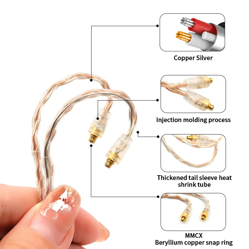 8 Core Silver Plated 2.5/3.5/4.4mm Balanced Cable To MMCX Connector Hifi Upgrade Cable For SE215 SE315 SE535 SE846
