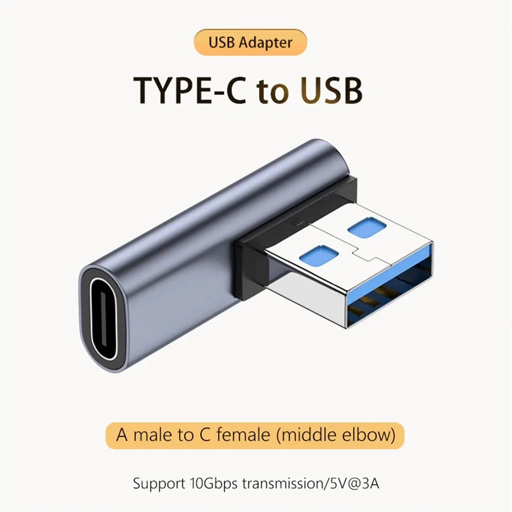90/180 Degree Elbow C Adapter Type C OTG to USB Converter U Shape USB-C 3.0 Connector for Android Computer Phone Tablet Adapter