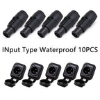 10pcs/5Sets New 3Pins Waterproof Locking Male Cable Plug+Female Chassis NAC3MPX or NAC3MX-W+NAC3FPX+Powercon Connector NAC3FX-W