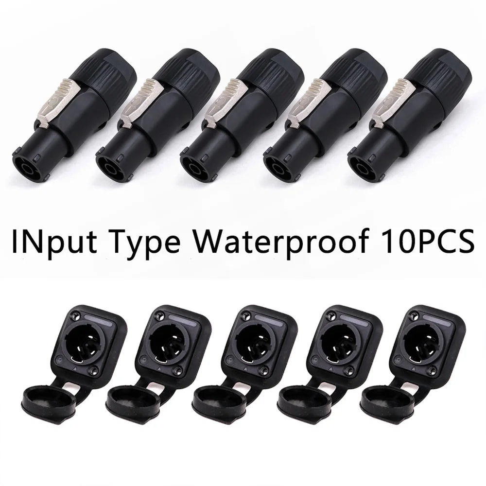 10pcs/5Sets New 3Pins Waterproof Locking Male Cable Plug+Female Chassis NAC3MPX or NAC3MX-W+NAC3FPX+Powercon Connector NAC3FX-W