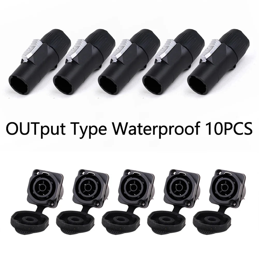 10pcs/5Sets New 3Pins Waterproof Locking Male Cable Plug+Female Chassis NAC3MPX or NAC3MX-W+NAC3FPX+Powercon Connector NAC3FX-W