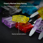 120PCS Mini/Standard  ATM/APM Blade Fuse 5A/7.5A/10A/15A/20A/25A/30A AMP Set with 10 Pack 14AWG ATC/ATO Inline Fuse Holder