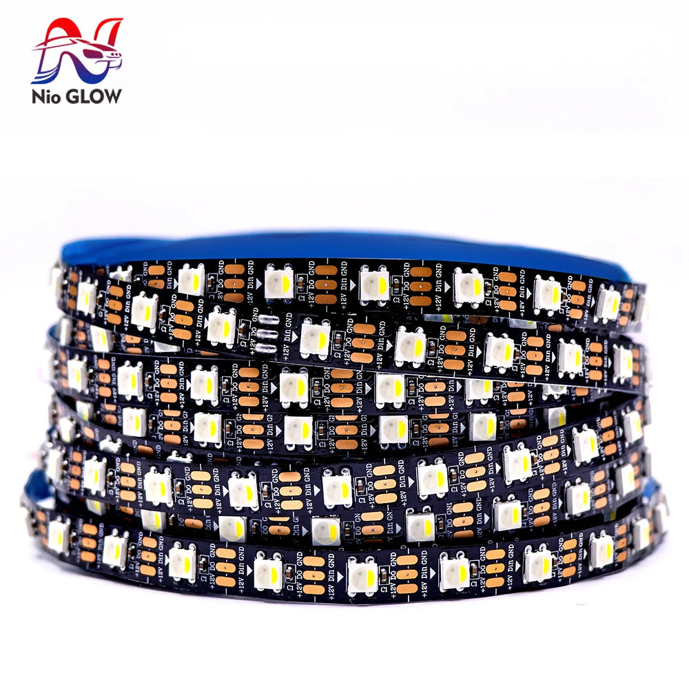 4IN1 Addressable WS2812 SK6812 Pixel LED Strip 5050 RGB RGBW DC5V 12V 30/60/144LEDs  Digital LED Pixel Strip White/Black PCB