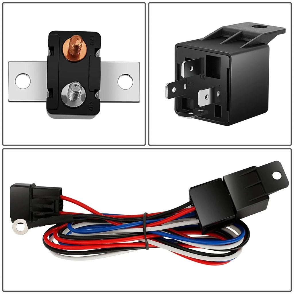 40 AMP Electric Cooling Fan Relay Kit with Thermostat Temperature Control Switch, Universal Radiator Fan Wiring Harness Kit for Car, Truck, SUV, Jeep & Custom Cooling Systems