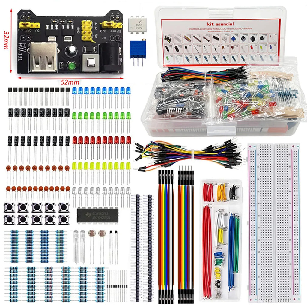 Electronic Components Electrolytic Capacitor Resistor led 830 Hole Breadboard Kit MB-102 for UNO R Component Pack Beginner Start