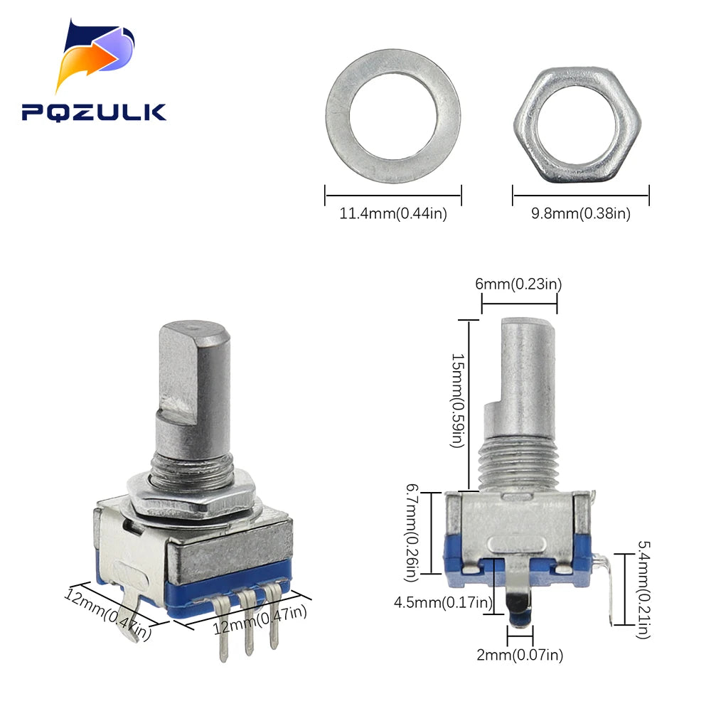 5PCS EC11 Audio Encoder 20 Position Rotary Encoder Code Switch 3Pin Plug-in Type 15mm Half Shaft