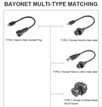 CAZN Waterproof IP67 IP68 Type C Female to Male PFC Flat Cable 3.1 Speed Bayonet-type Type-C 3.1 10GB