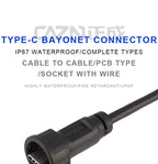 CAZN Waterproof IP67 IP68 Type C Female to Male PFC Flat Cable 3.1 Speed Bayonet-type Type-C 3.1 10GB