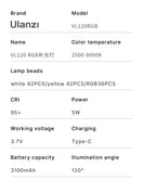 Ulanzi VL120 RGB Camera Light with Diffuser 2500-9000K CRI 95+ 3100mAh LED Video Light Panel for Camera Phone Photography Lights