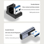 90/180 Degree Elbow C Adapter Type C OTG to USB Converter U Shape USB-C 3.0 Connector for Android Computer Phone Tablet Adapter