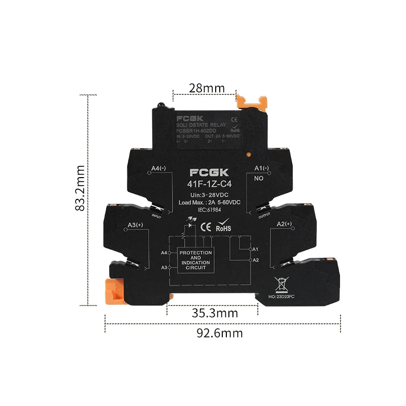 FCGK DC Control AC Slim Interface Solid State Relay Module DIN SSR Slim Relay DC Control DC 41F-1Z-C2/C4 SSR Relay DIN Rail