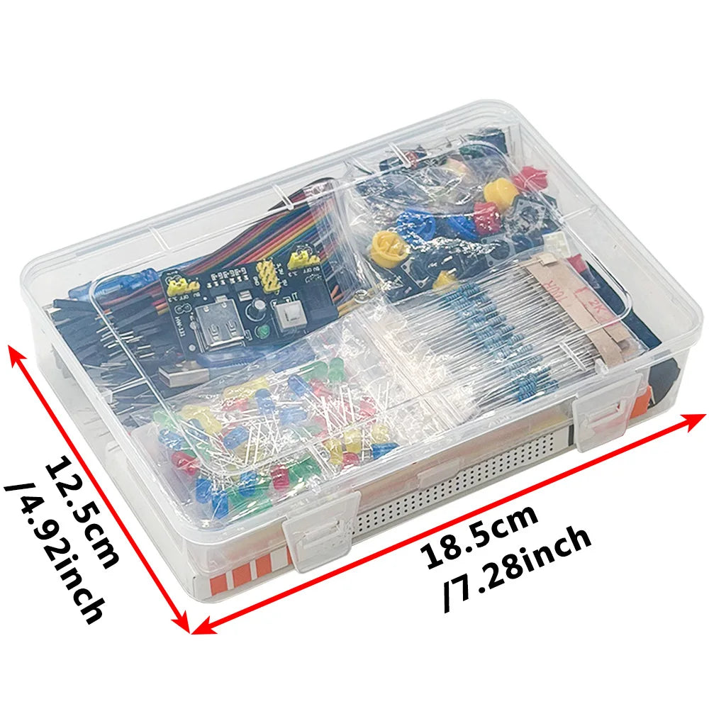 Electronics DIY Starter Learning Kit for arduino R3 board, MB-102 Dupont wire USB cable jumper wire resistor, Button switch, LED