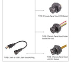 CAZN Waterproof IP67 IP68 Type C Female to Male PFC Flat Cable 3.1 Speed Bayonet-type Type-C 3.1 10GB